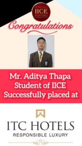 Adithya IICE Hotel Management Institute Kurseong Student got job
