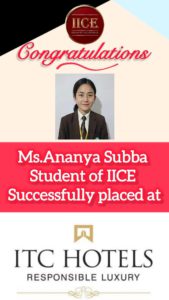 Ananya IICE Hotel Management Institute Kurseong Student got job