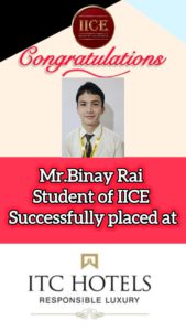 Binay IICE Hotel Management Institute Kurseong Student got job