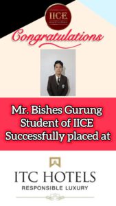 Bisesh IICE Hotel Management Institute Kurseong Student got job