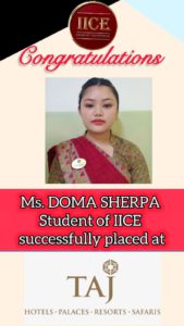 Doma IICE Hotel Management Institute Kurseong Student got job