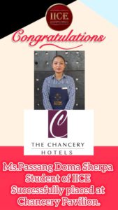 Passang IICE Hotel Management Institute Kurseong Student got job