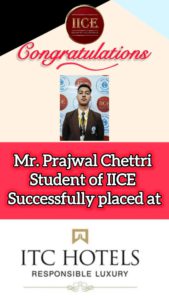 Prajwal IICE Hotel Management Institute Kurseong Student got job