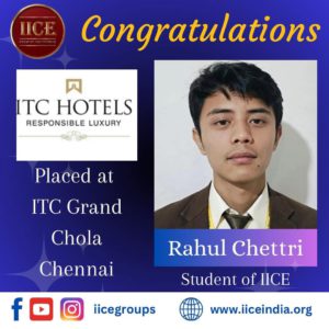 Rahul IICE Hotel Management Institute Kurseong Student got job