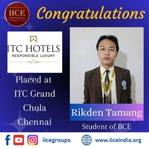 Rikden IICE Hotel Management Institute Kurseong Student got job