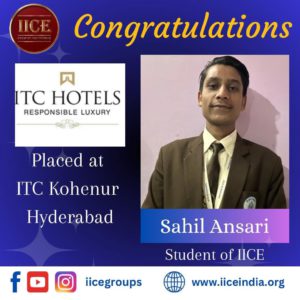 Sahil IICE Hotel Management Institute Kurseong Student got job