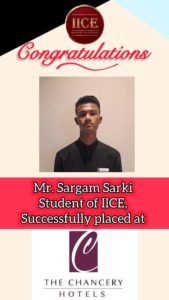 Sargam IICE Hotel Management Institute Kurseong Student got job