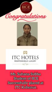 Suhana IICE Hotel Management Institute Kurseong Student got job