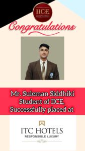 Sulaiman IICE Hotel Management Institute Kurseong Student got job